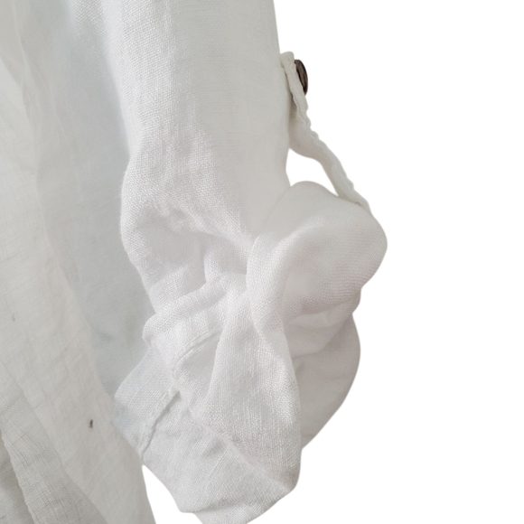 Made In Italy. Linen Cowl Neck 3/4 Sleeve Top. White. O/S - Picture 5 of 9